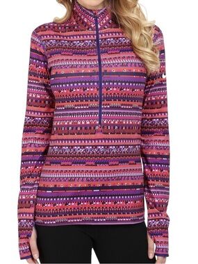Nike Pro Dri-FIT Hyperwarm Top L Pink Purple Aztec 1/2 Zip